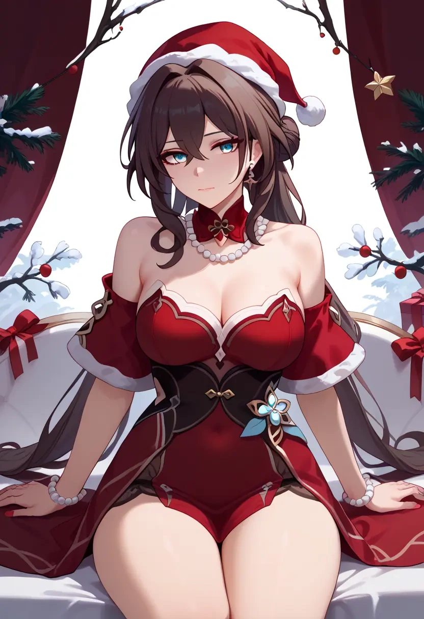 star rail,ruan mei,Christmas,red velvet dress  - 